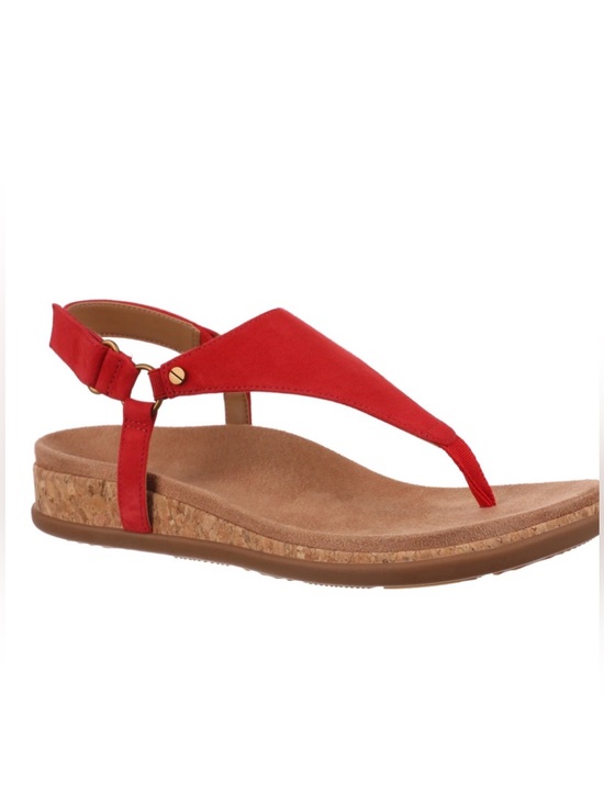 Vionic Shoes - Vionic | New Kirra II Red Cork-Trim Thong Sandal women’s Size 7 suede upper